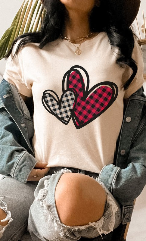 Plaid Heart Valentines Day Graphic Tee