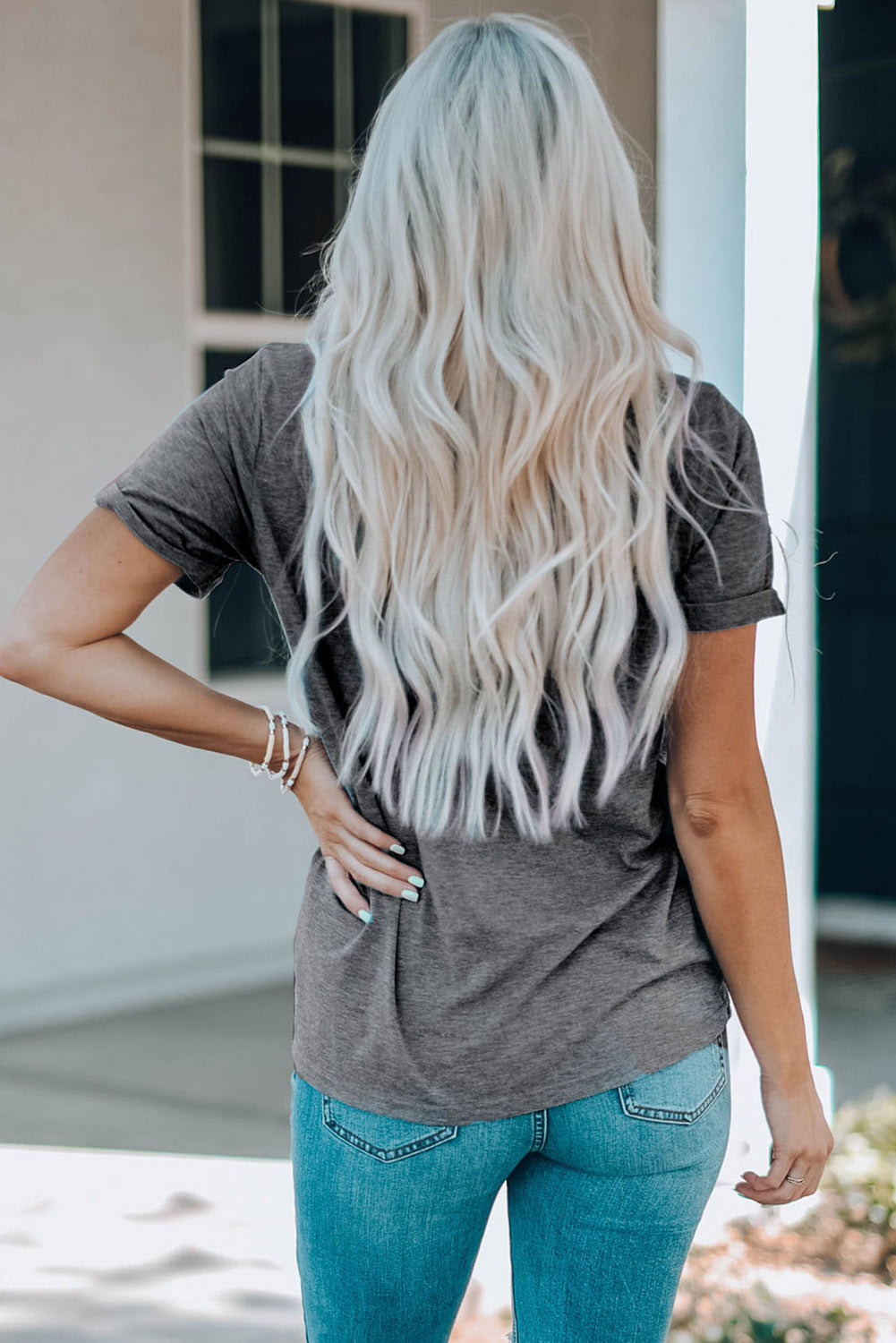 Gray USA Starry Graphic Casual Tee