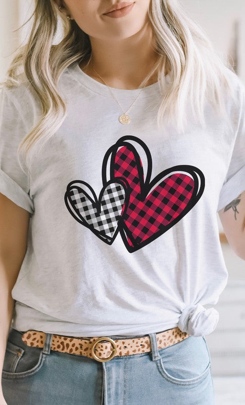 Plaid Heart Valentines Day Graphic Tee