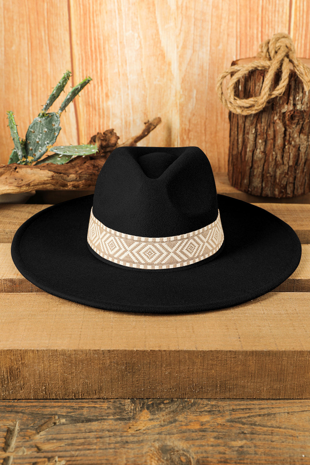 Aztec Embroidery Retro Flat Fedora Hat