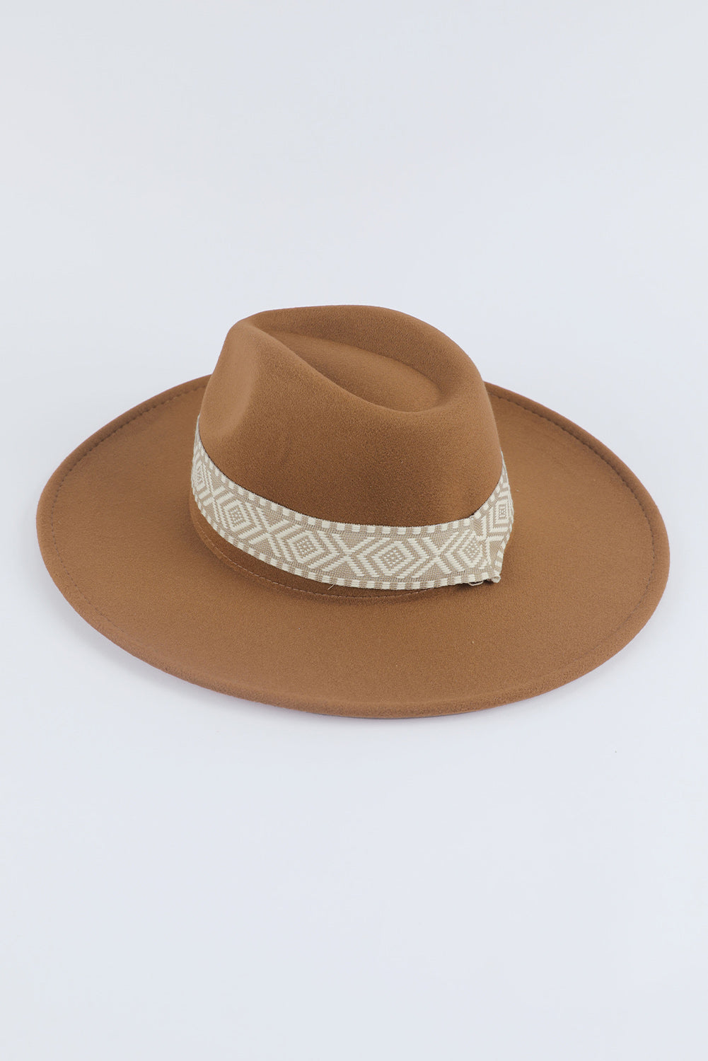 Aztec Embroidery Retro Flat Fedora Hat