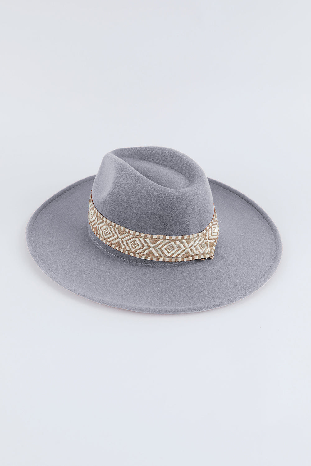 Aztec Embroidery Retro Flat Fedora Hat