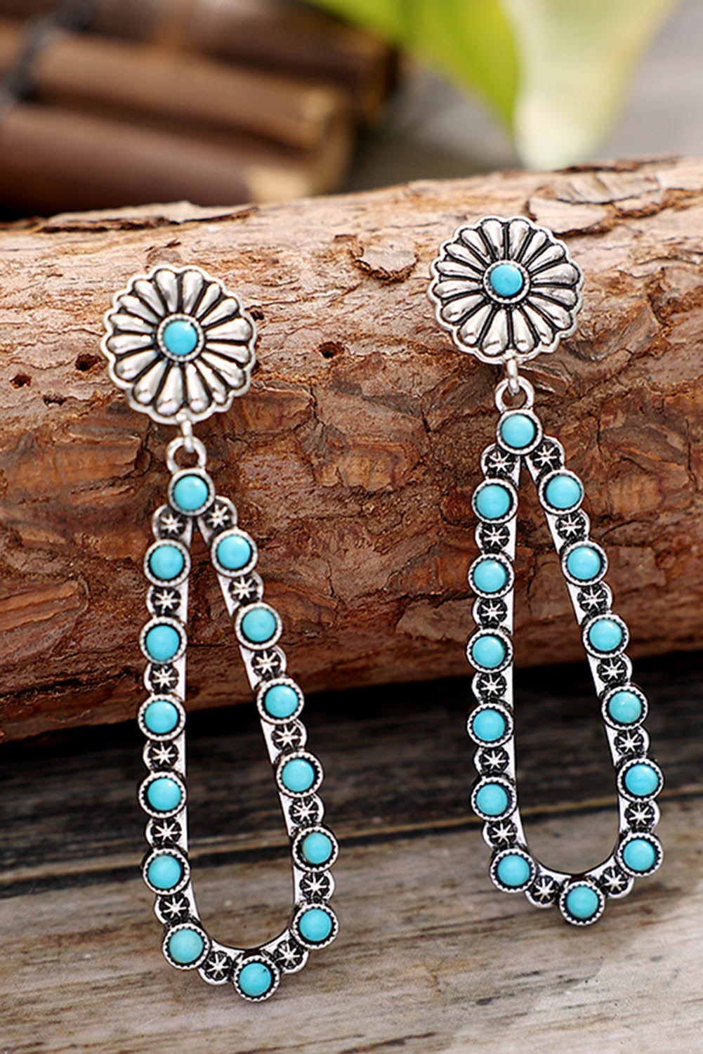 Flower Turquoise Western Fashion Earrings