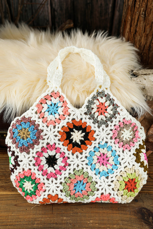 White Random Boho Floral Crochet Retro Hollowed Bag