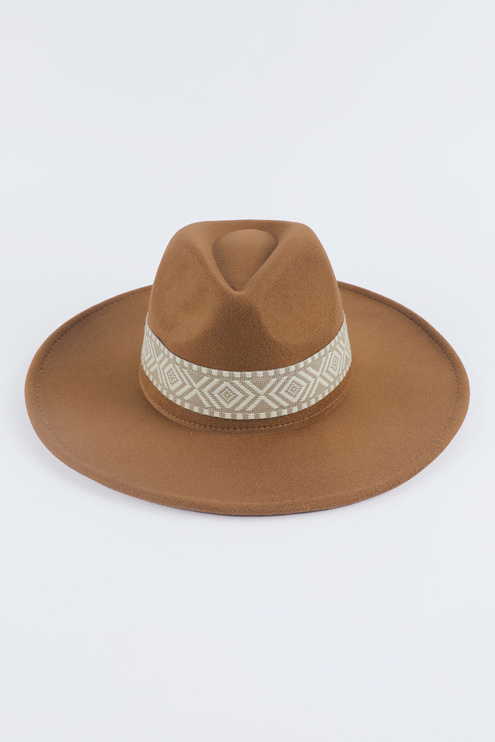 Aztec Embroidery Retro Flat Fedora Hat