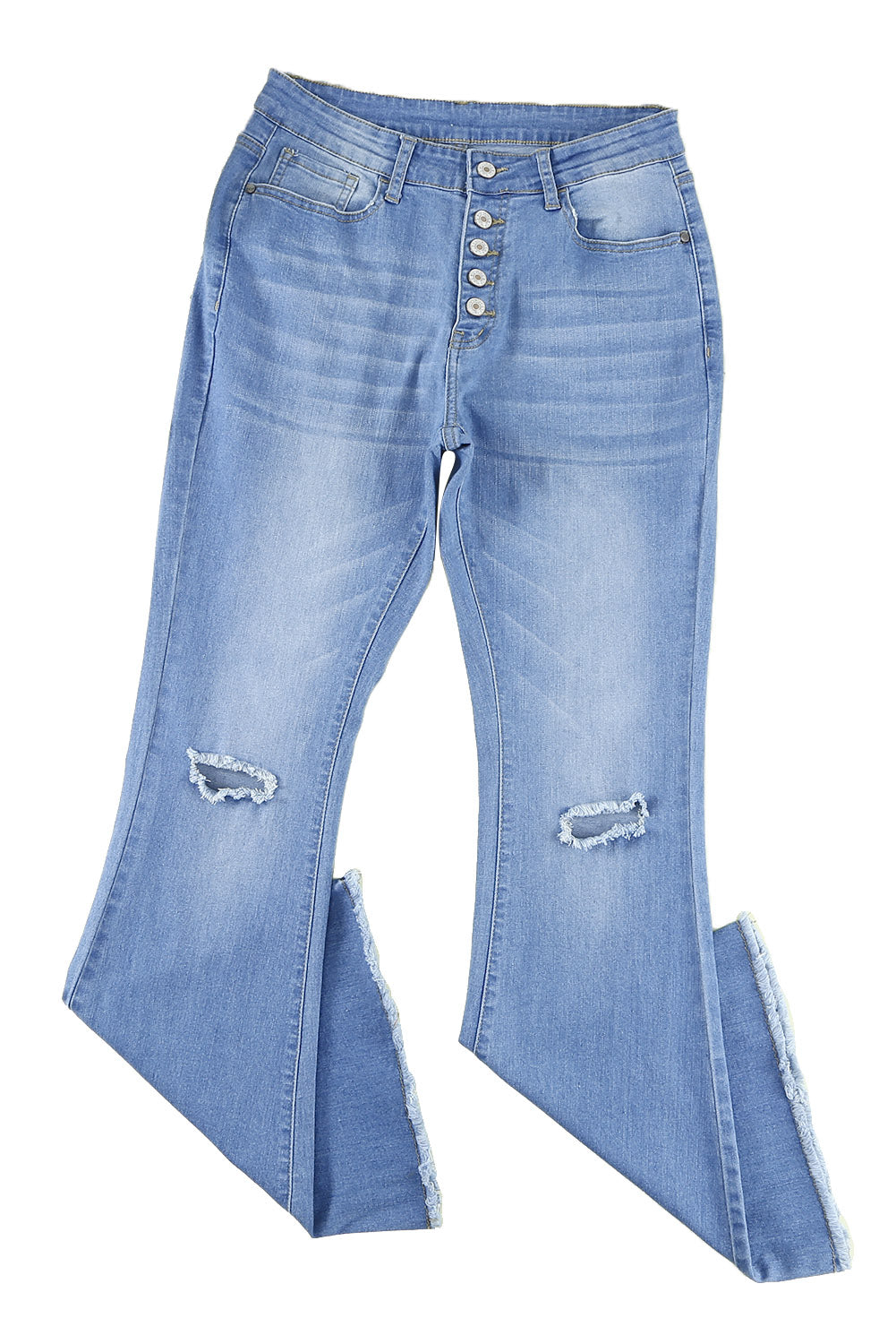 High Rise Distressed Bell Bottom Denims