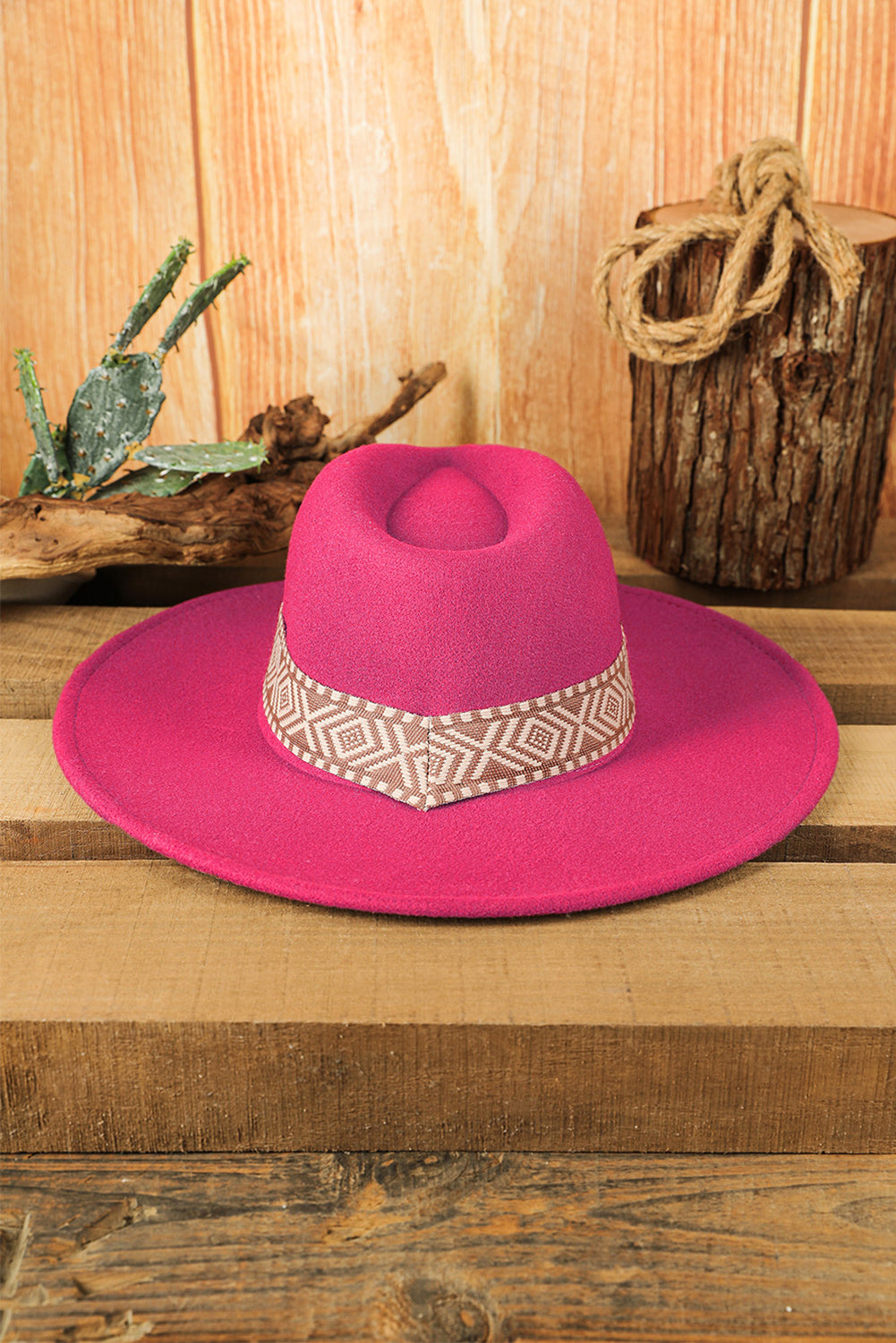 Aztec Embroidery Retro Flat Fedora Hat