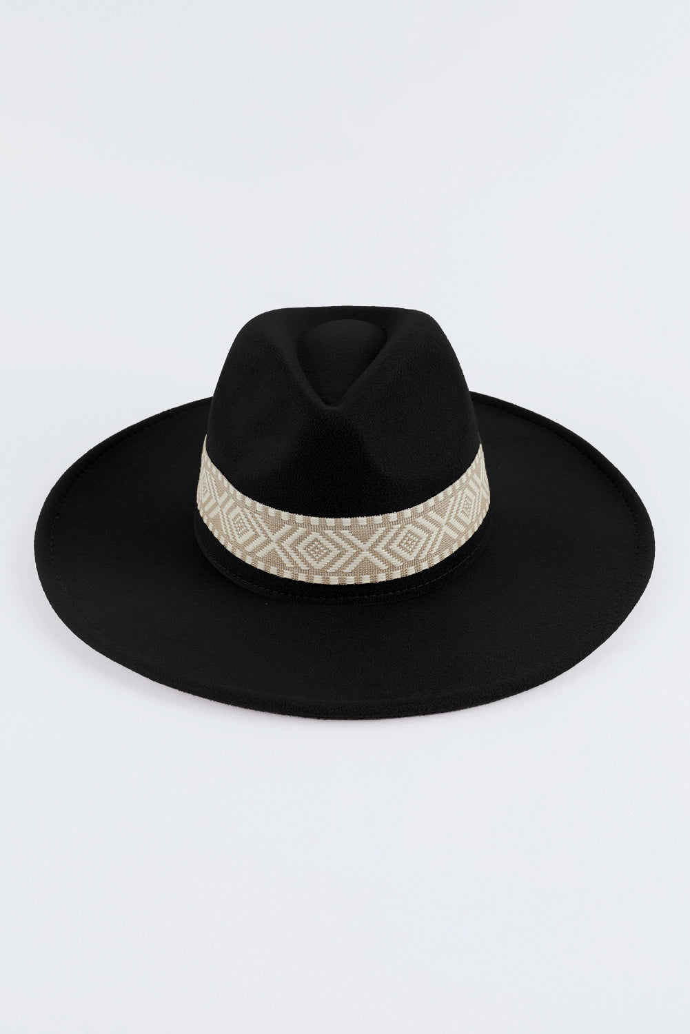 Aztec Embroidery Retro Flat Fedora Hat