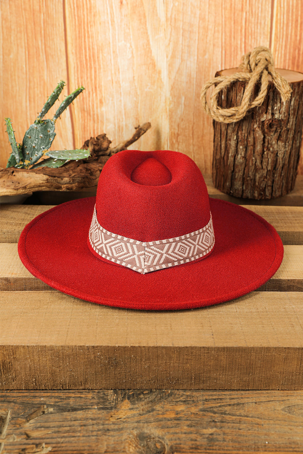 Aztec Embroidery Retro Flat Fedora Hat