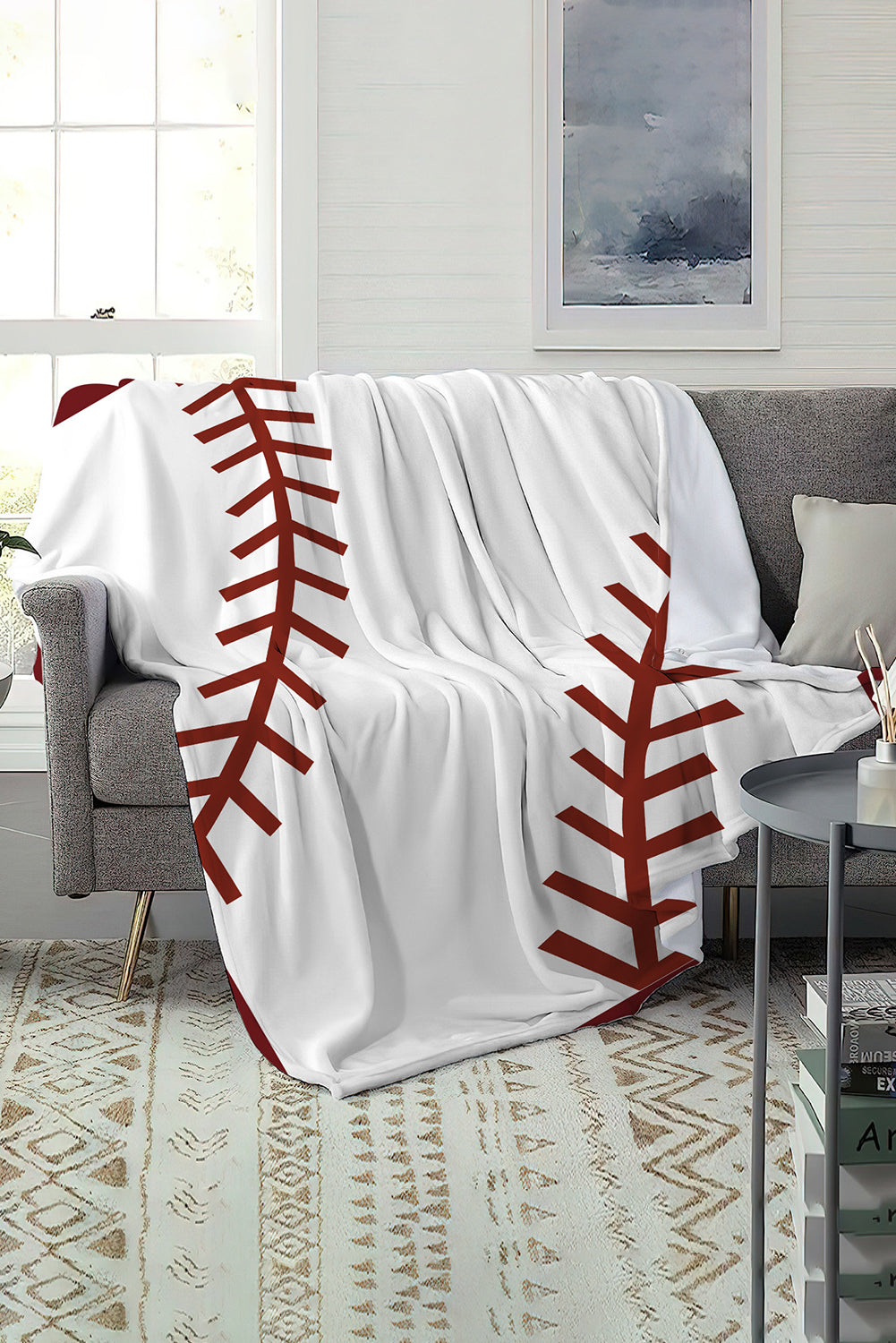 Bright White Ball Game Fashion Fleece Blanket 130*150cm