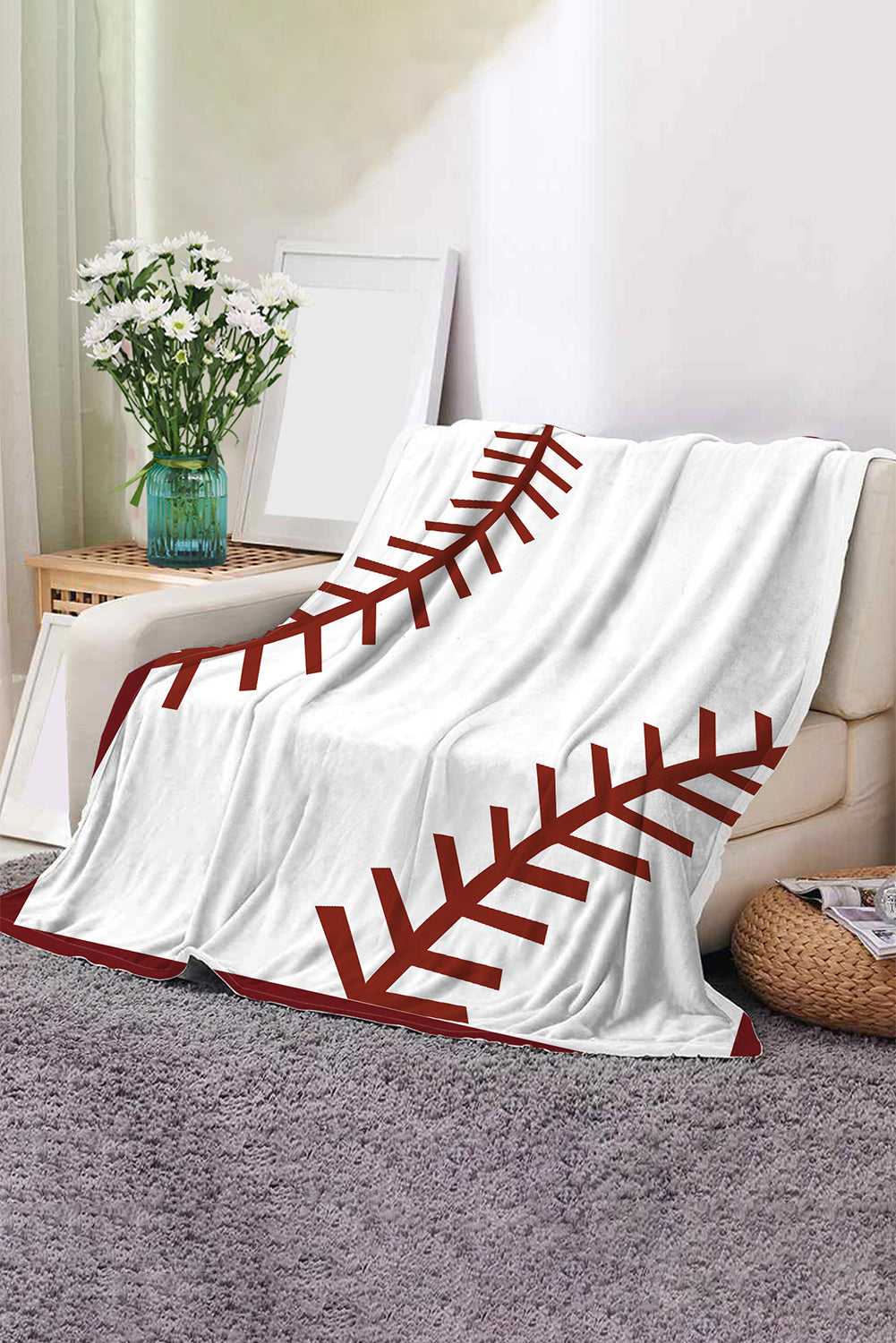 Bright White Ball Game Fashion Fleece Blanket 130*150cm